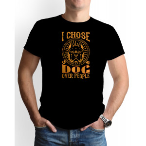 Tricou barbat personalizat, "I choose dog", bumbac, Oktane, negru